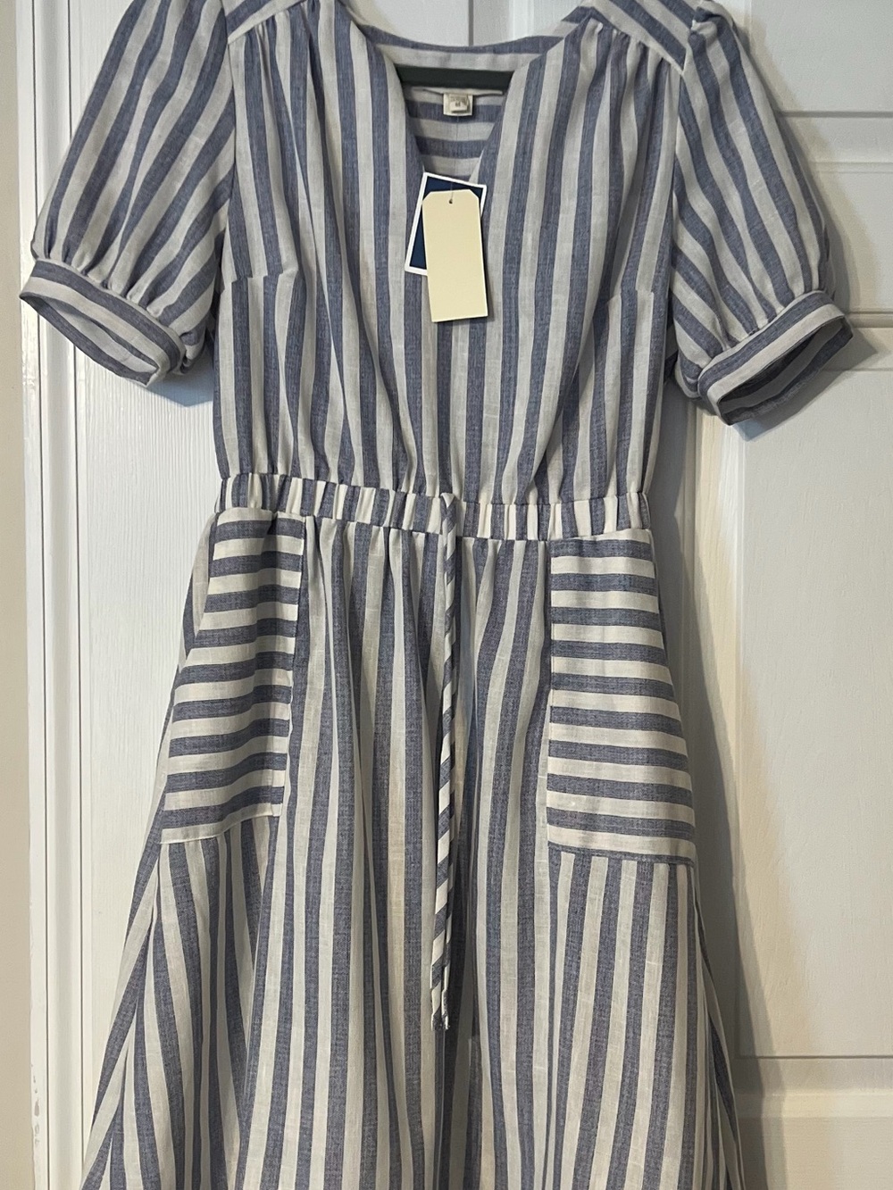 Blue and White Striped Dress